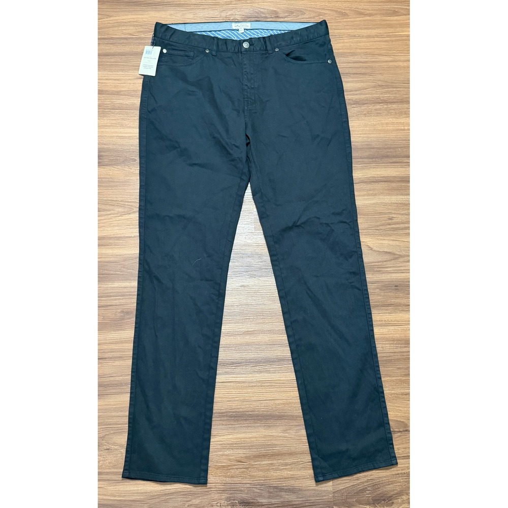 Peter Millar Crown Sateen Black 5-Pocket Performance Pants Mens Sz 35x34